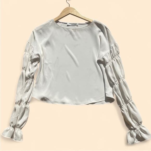 |Amanda Uprichard| White Ivory Long Sleeve Blouse Size Small NWT Schmidt Top - Picture 1 of 6